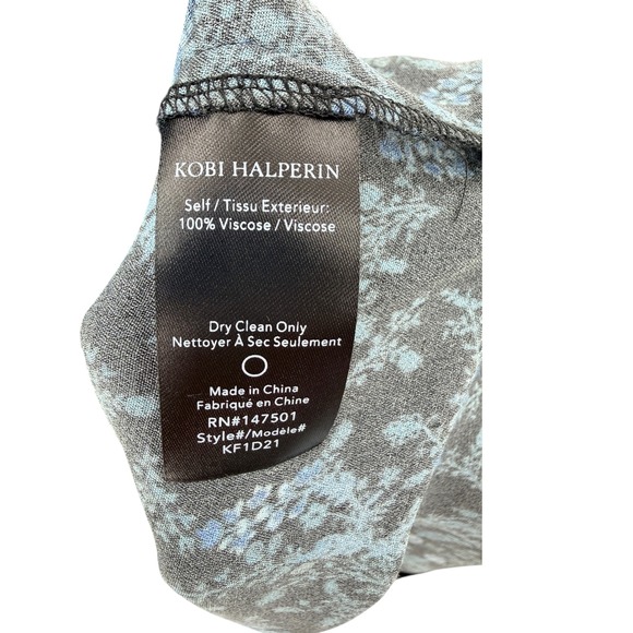 Kobi Halperin Hunter Mock Neck Long Sleeve Midi Dress Size L Blue Floral - Picture 5 of 8